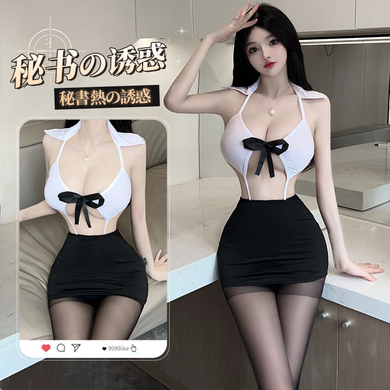 姬GILL女秘书制服黑丝连裤袜蝴蝶结少女酒吧夜店女仆超短裙女套装