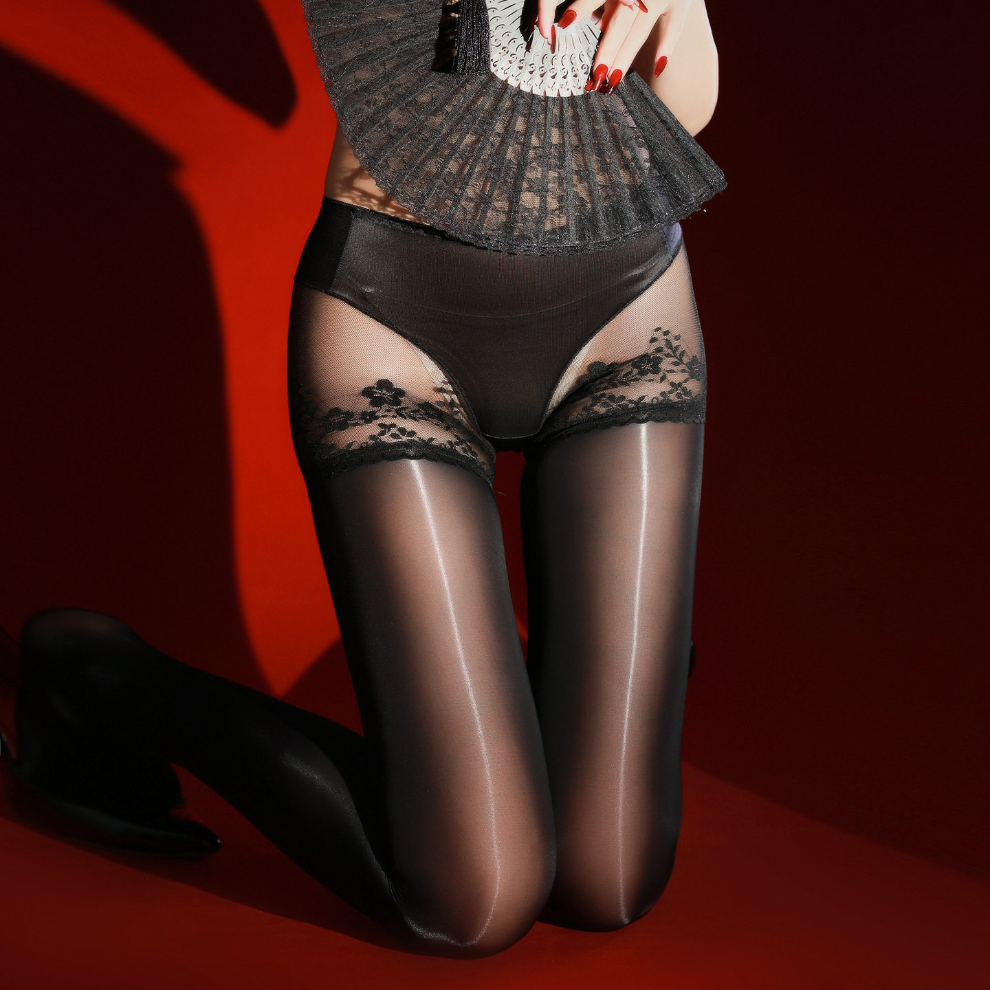 性感高腰蕾丝内裤一体丝袜