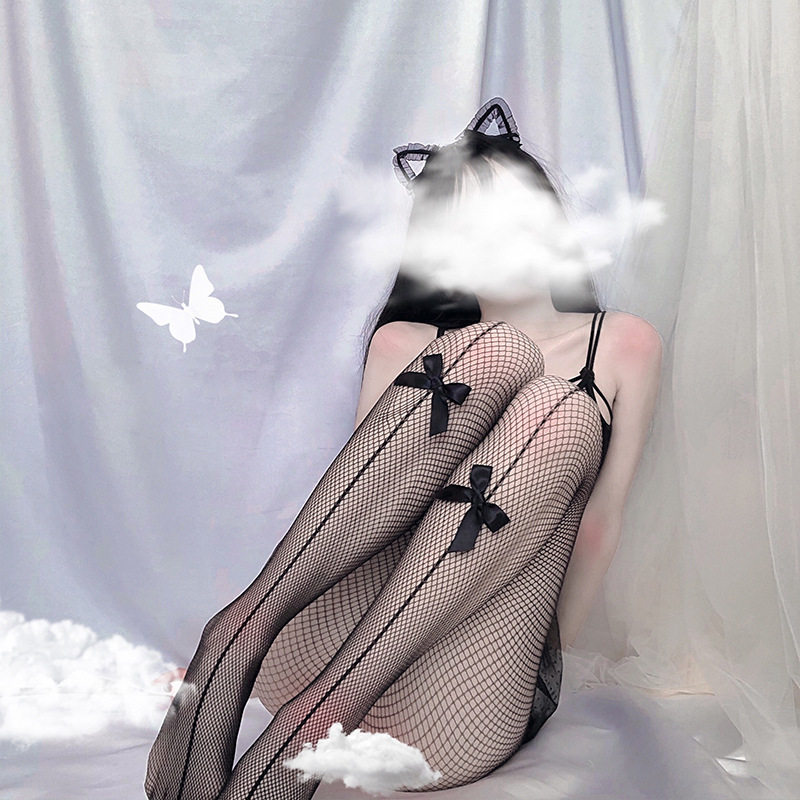 姬Gill：蝴蝶结连裤袜性感丝袜女黑丝薄款夏渔网袜子长筒过膝打底,女士内衣/男士内衣/家居服,连裤袜/打底袜,淘宝优惠券,粉丝福利购,淘宝优惠卷