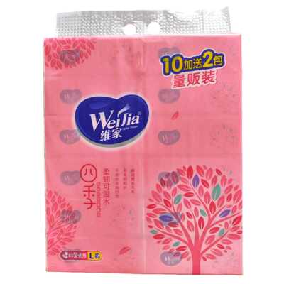维家12包可湿水抽纸5层