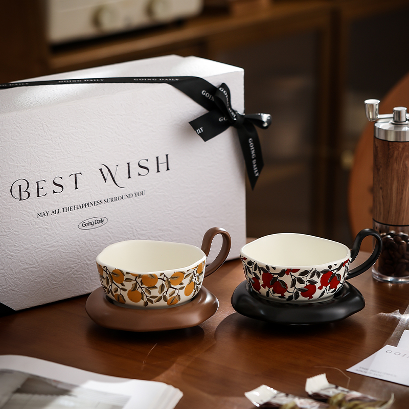 漫时光中古咖啡杯套装轻奢高颜值下午茶杯碟礼盒装生日礼物伴手礼