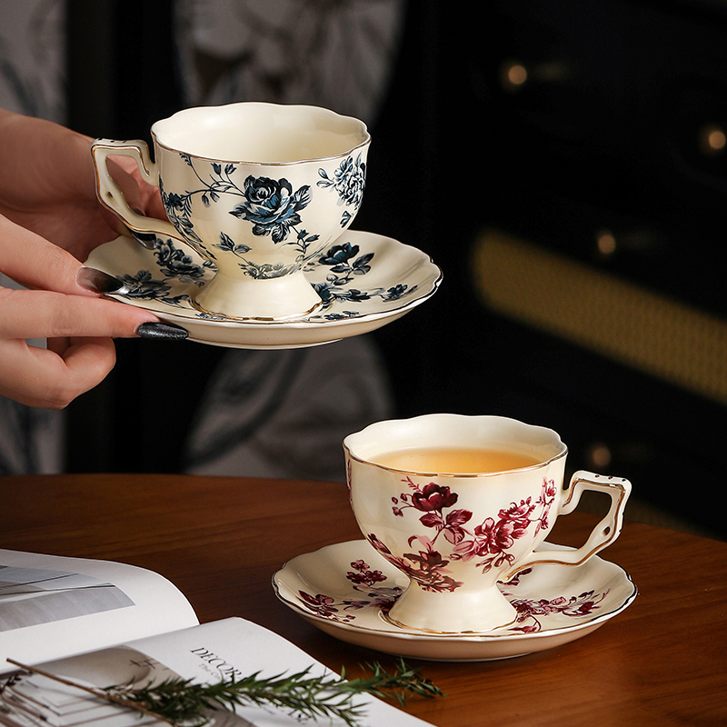 漫时光法式复古玫瑰咖啡杯碟女士个人专用质感高档精致下午茶茶杯