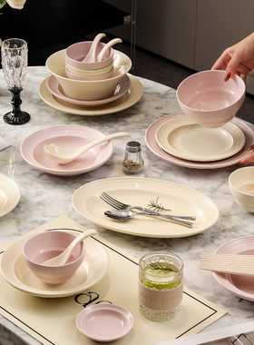 漫时光陶瓷碗家用餐具新款高颜值特别好看的饭碗釉下彩大号汤碗