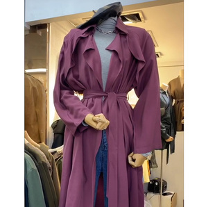 新款 2019秋季 宽松收腰港风长外套 复古风衣女薄款 Liu.y柔和长款