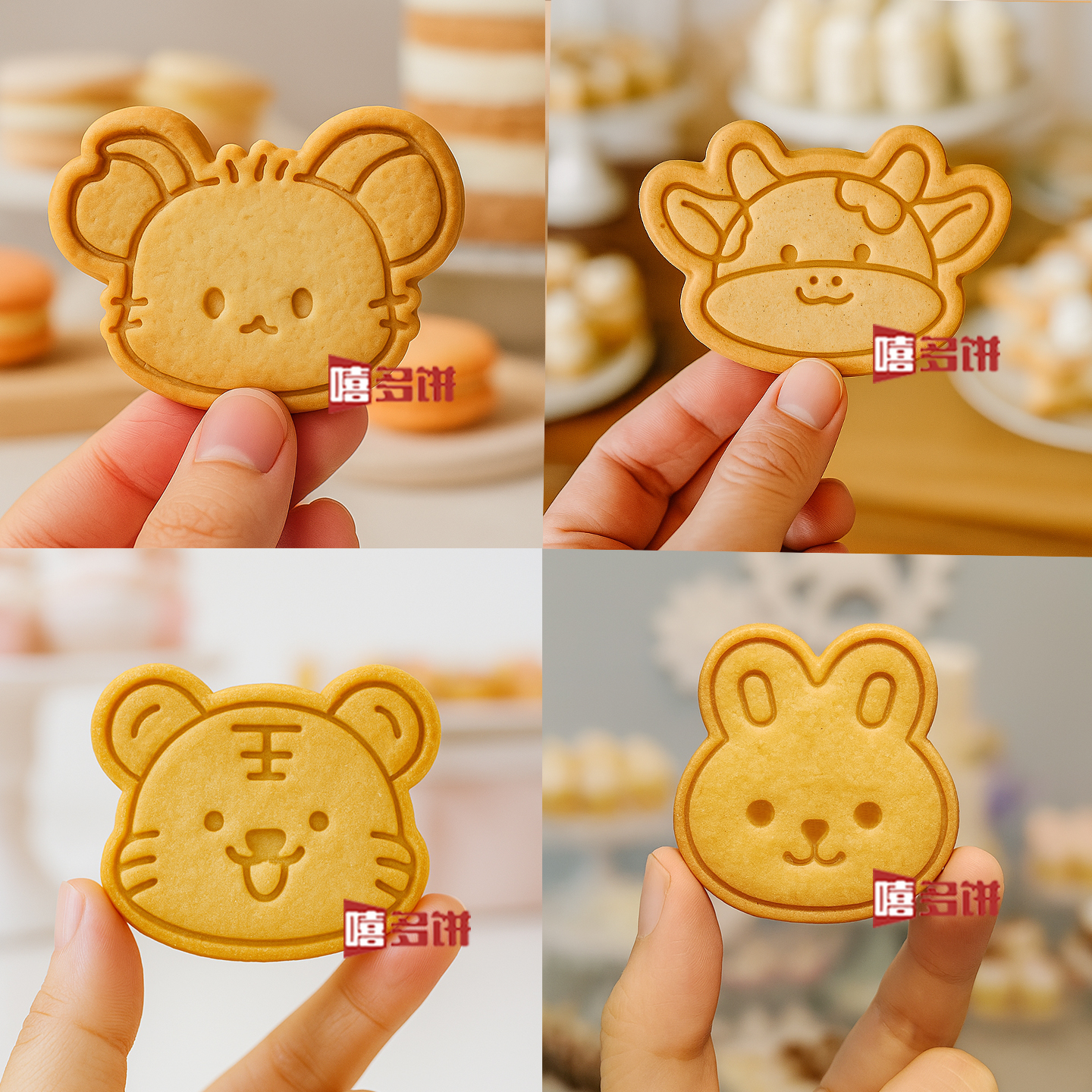 新年12十二生肖卡通饼干模具马鼠牛兔diy黄油曲奇按压式烘焙工具