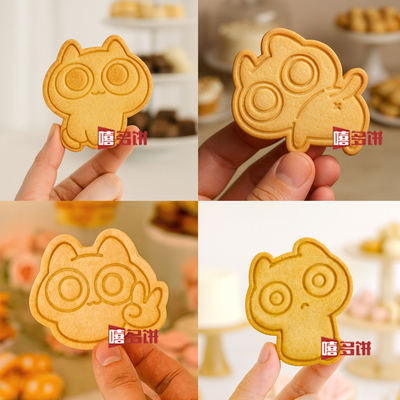 卡通呆猫八条饼干模具