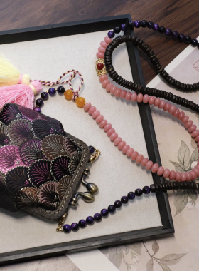 新中式国风长款斜挎包包链斜挎链背背链项链的复古纯手工气质配饰