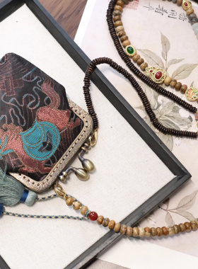 新中式国风长款斜挎包包链斜挎链背背链项链的复古纯手工气质配饰