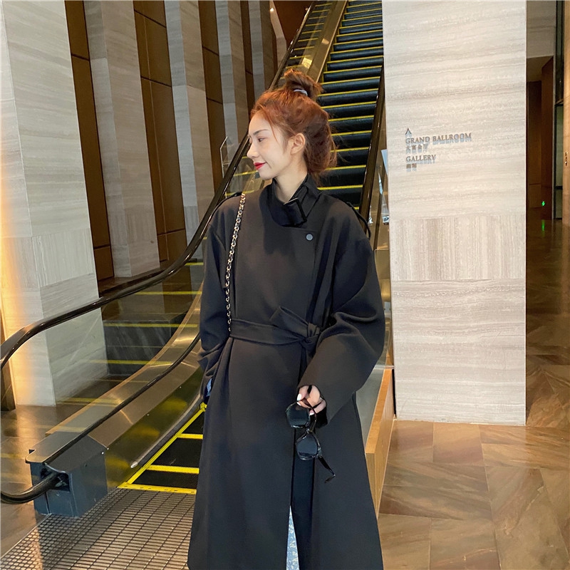 Real shot real price British style fashion temperament popular long windbreaker coat woman