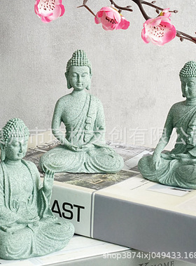 跨境新品仿石佛像工艺品鱼缸造景摆件禅意家居玄关装饰新中式摆设