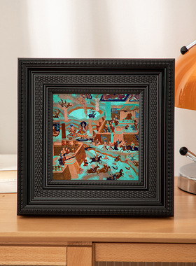 中古风油画装裱相框绘画作品摆件