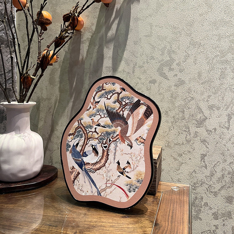 《喜鹊送福》客厅中古风装饰画电视柜摆画玄关柜台高级可悬挂摆件