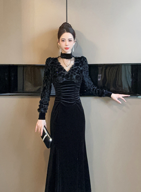 【设计师定制】新款时尚法式轻奢收腰显瘦气质宴会连衣裙80344