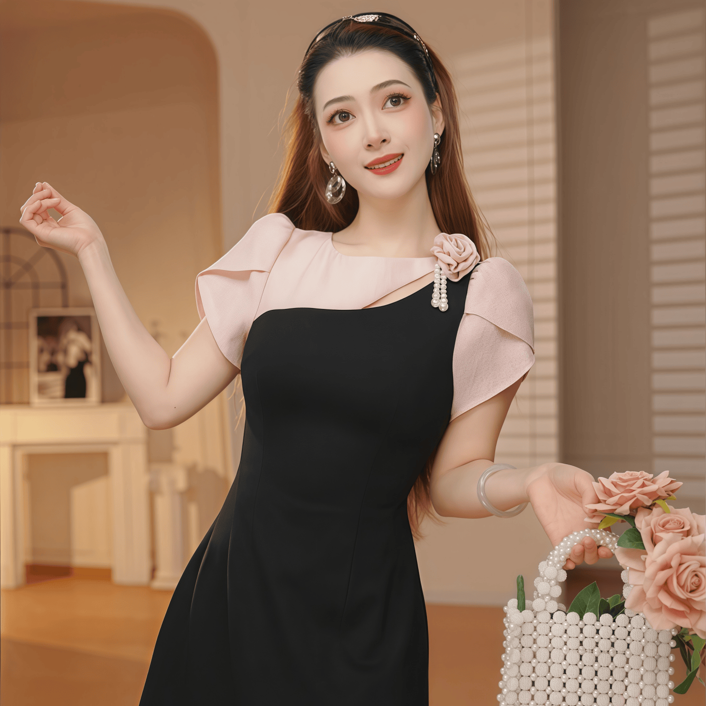 法式重工小个子收腰显瘦礼服短裙