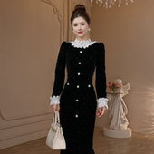 22005 原创漫天星空·黑色名媛高级轻奢收腰显瘦气质裙子