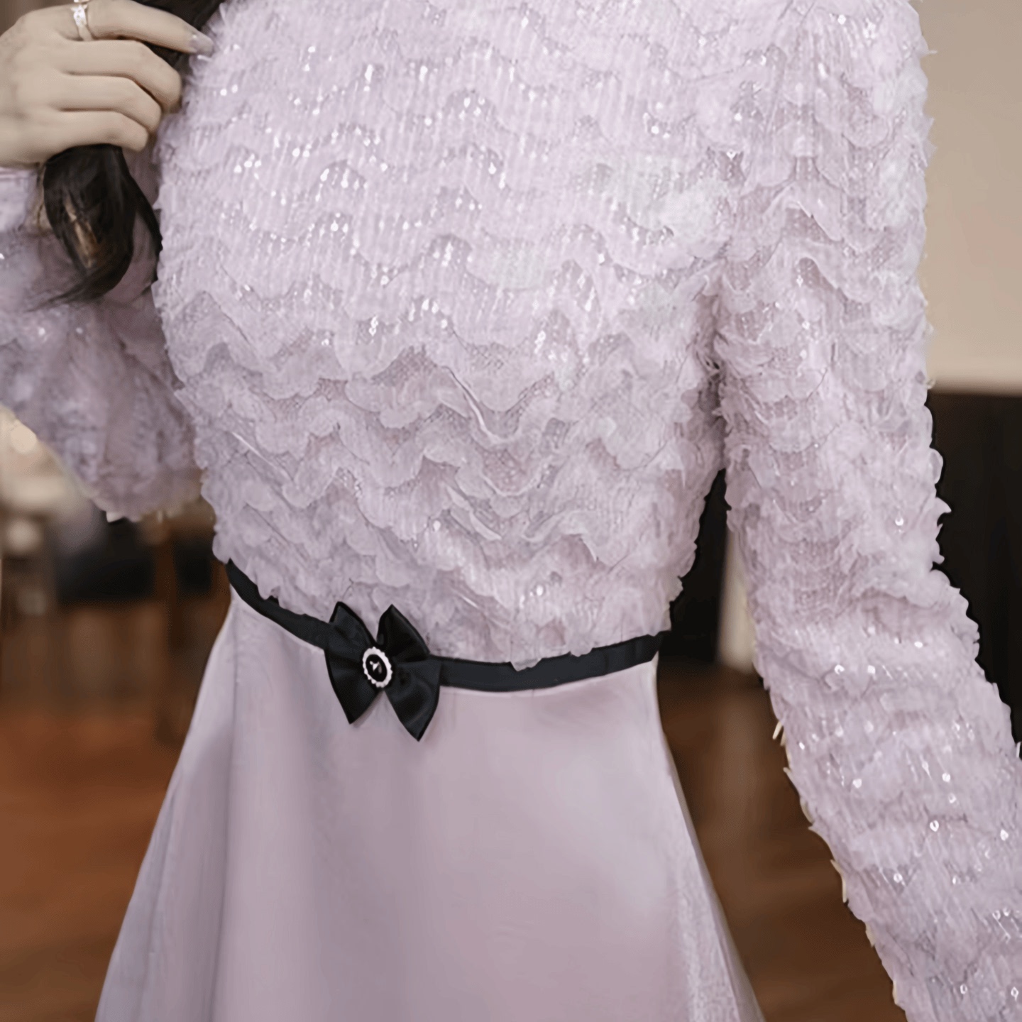 温柔风收腰粉色大摆裙