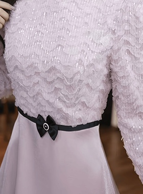 65555 秋冬新款法式优雅连衣裙高级感温柔风收腰大摆裙