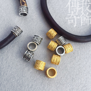 藏银手工配件大孔套头鸡血藤金刚藤手镯银头材料配饰民族风饰品