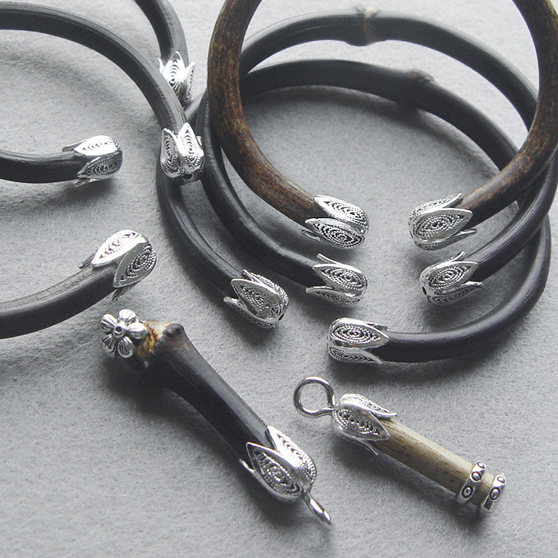 西藏鸡血藤手镯配饰小清新吊坠花帽藏银手工复古套头饰品DIY花托,饰品/流行首饰/时尚饰品新,扣,淘宝优惠券,粉丝福利购,淘宝优惠卷