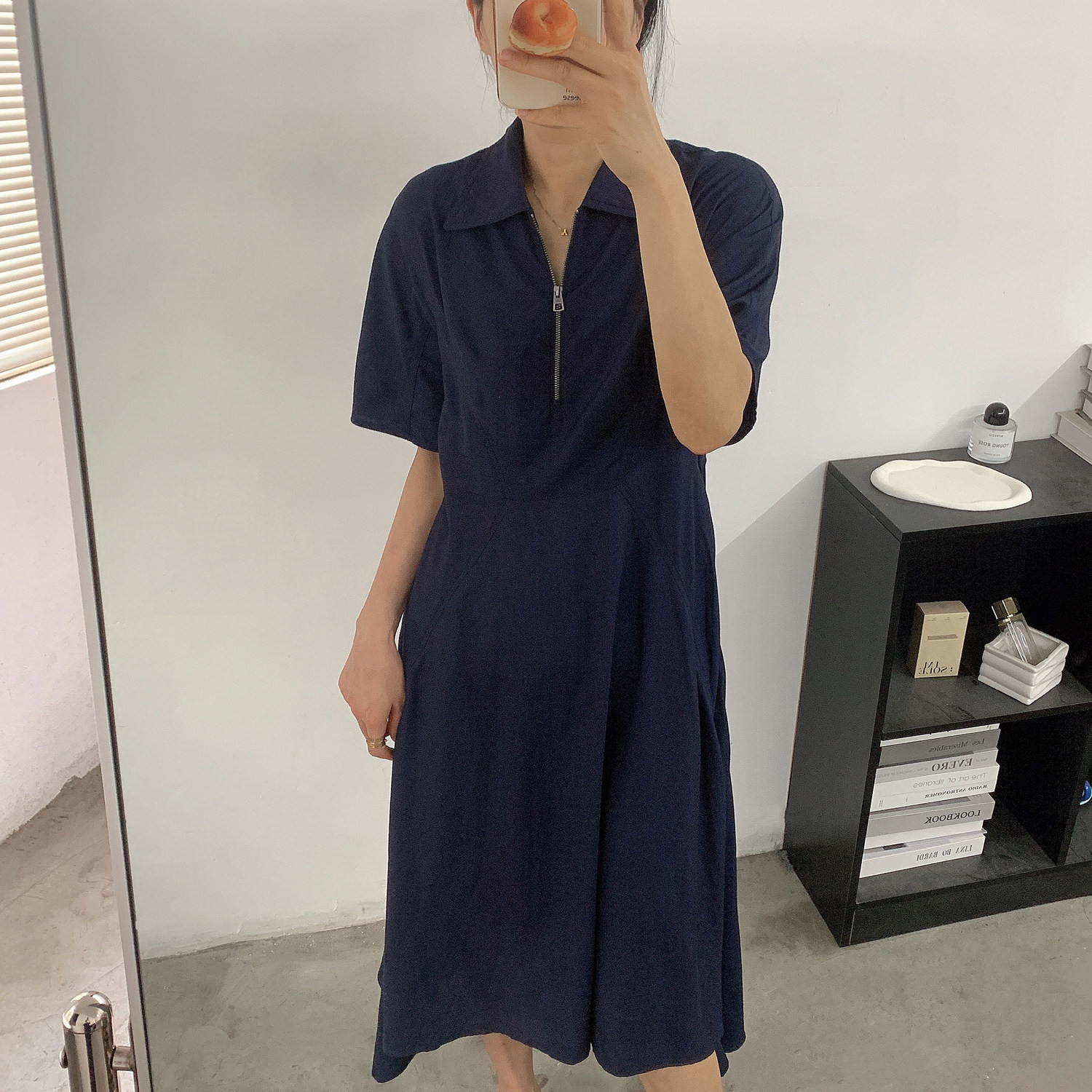 欧美轻奢POLO领翻领中长款显瘦人棉麻休闲OL连衣裙原单女装夏新款