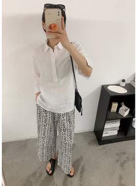亚麻透气凉爽纯色立领或翻领衬衫