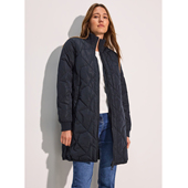 出德国半高领绗缝钻石纹防风雨雪保暖显瘦棉衣 外贸原单女装 秋冬