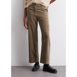 欧美轻奢小众全棉复古灯芯绒高腰直筒通勤OL休闲裤 外贸原单女大码