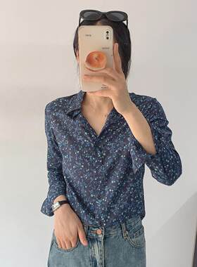 长袖全棉衬衫日单印花小清新开衫
