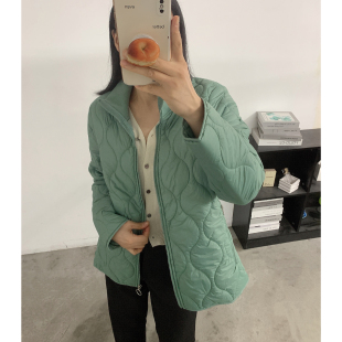 大码 休闲显瘦棉衣外套外贸原单女装 秋冬 绗缝薄款 出欧洲立领中长款