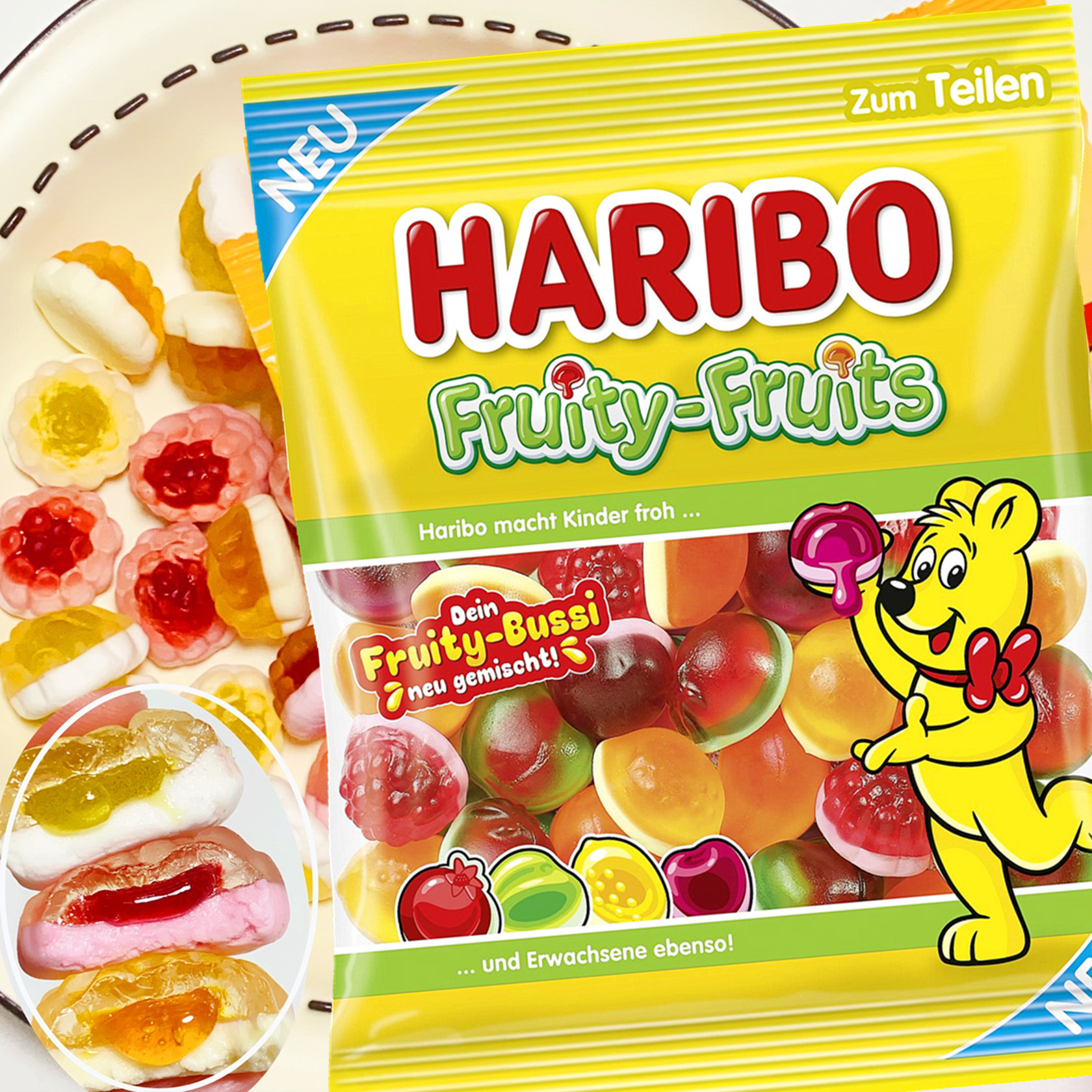 德国进口！哈瑞宝果汁流心爆浆夹心水果味软糖德国青蛙鳄鱼糖