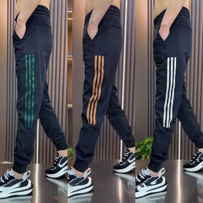 束脚哈伦裤网红条纹修身小脚裤