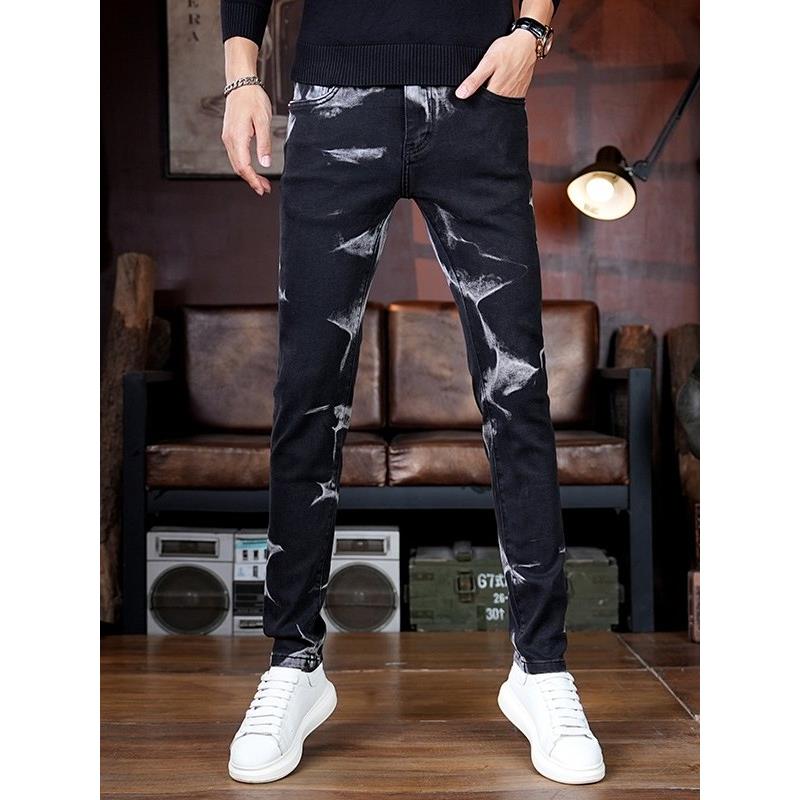 秋冬新款时尚个性泼墨牛仔