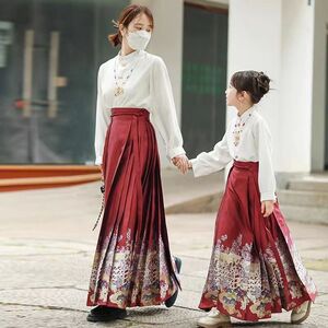 出租马面裙亲子女童秋季长袖套装中国风秋天童装半身裙儿童汉服