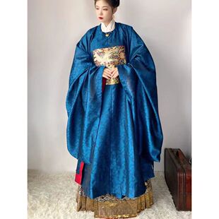 出租明制马面裙汉服暗纹纱补服女款圆领袍汉服国庆婚服长辈母亲