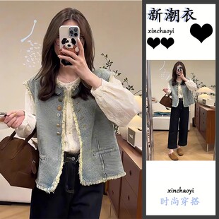 轻熟套装 开秋搭配一整套大码 马甲牛仔裤 2025年新款 女 韩系穿搭衬衫
