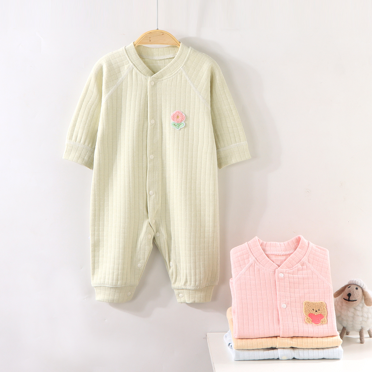 纯棉长袖睡衣无骨婴儿