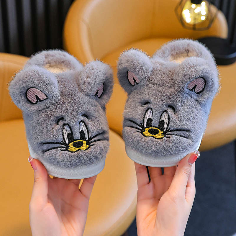 儿童棉拖鞋男女童室内防滑卡通可爱小孩宝宝毛绒家居秋冬季棉拖鞋