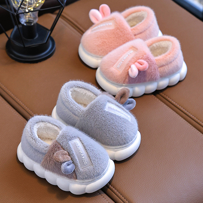 儿童棉拖鞋包跟男童冬室内家居防滑厚底保暖大中小童男孩女童棉鞋
