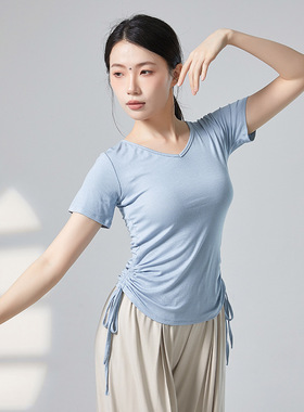 瑜伽服新款舞蹈上衣女夏短袖艺考中国古典舞练功服芭蕾舞形体服装