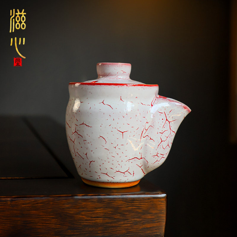 志野烧花涧宝瓶泡茶壶柴烧粗陶手工功夫茶具泡茶壶单个描金高端