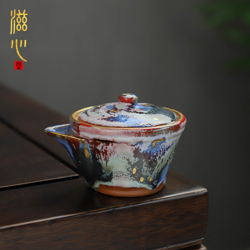 滋心堂 陶瓷志野烧多瑙手抓壶泡茶壶单个高端柴烧大师手作茶具