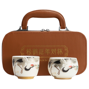 滋心堂松鹤延年德化白瓷茶杯羊脂玉主人杯单杯茶盏功夫茶杯徐建勇