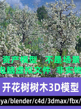 3dmax maya C4D blender影视写实白色开花树木花朵树叶资产3d模型