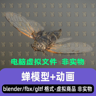 blender影视级写实风格 动物昆虫蝉飞虫3d模型贴图骨骼绑定动画fbx