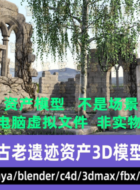 3dmax maya C4D blender影视级西方中世纪风格模块废墟组件3d模型