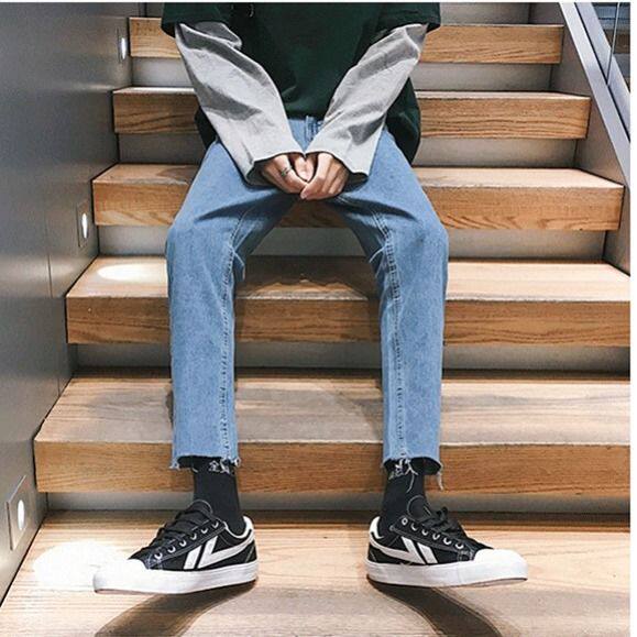 Autumn and winter trousers student Korean Edition Trend Jeans Easy leisure time Schoolboy bf Nine points Flash Straight pantsin the Home Fabric , Pillow/Pillow  category - from Buy2taobao.com to provide professional Taobao agent buy service