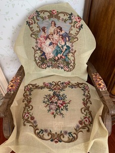 「九美图」手工绒绣纯羊毛人物款挂画／半成品椅子套