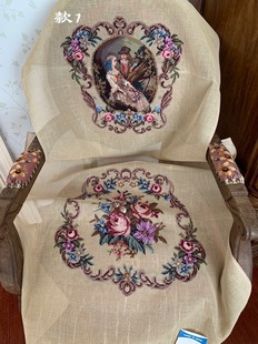 出口纯手工羊毛线绒绣绣片／半成品靠垫／挂画