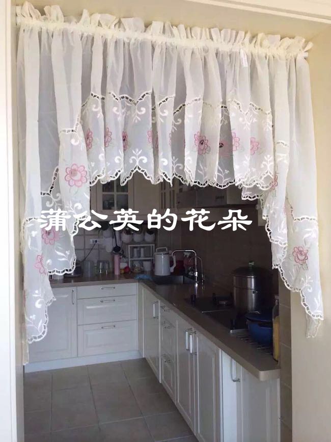 出口欧美玫瑰绣花纱质三角帘