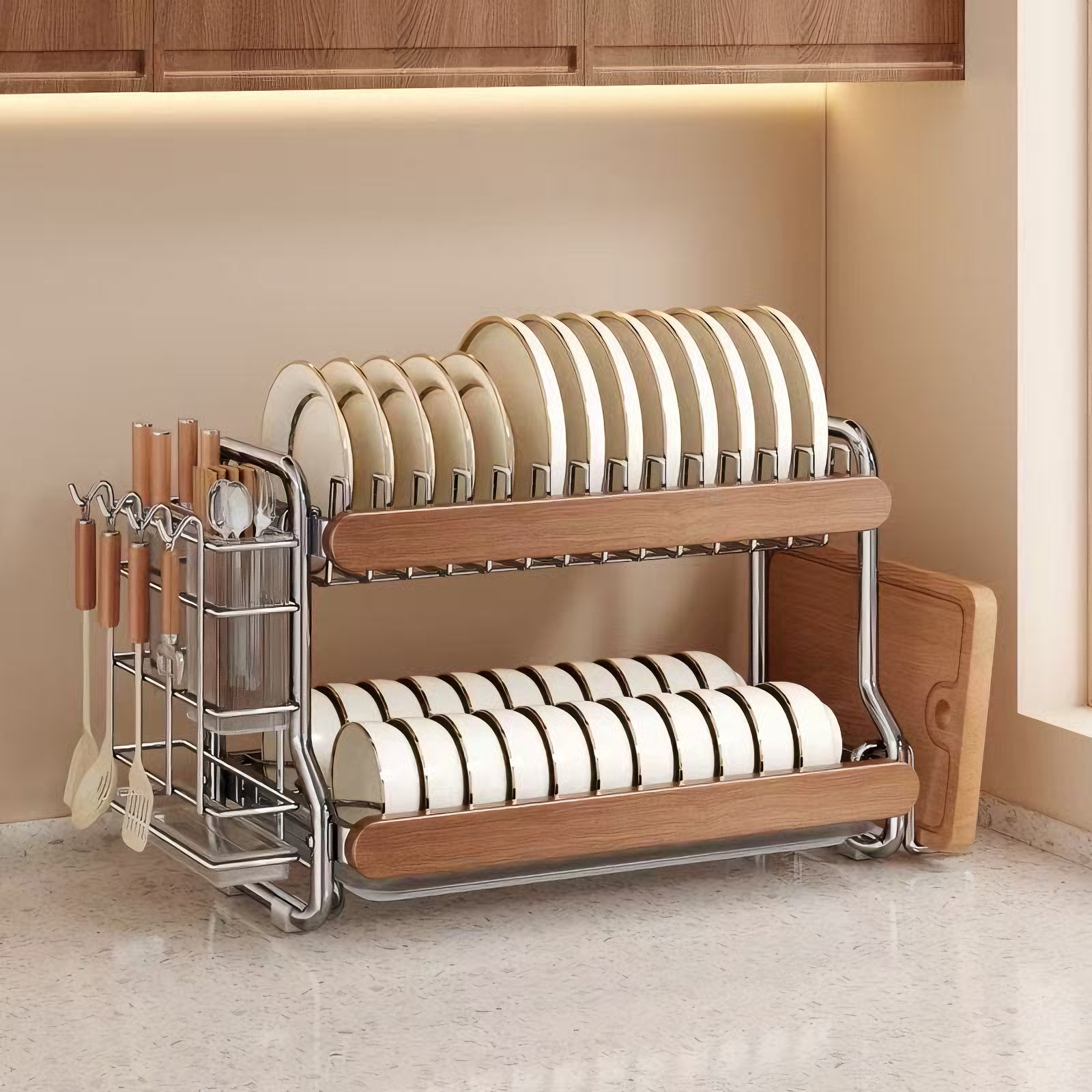 不锈钢新款置物架中古风碗碟架